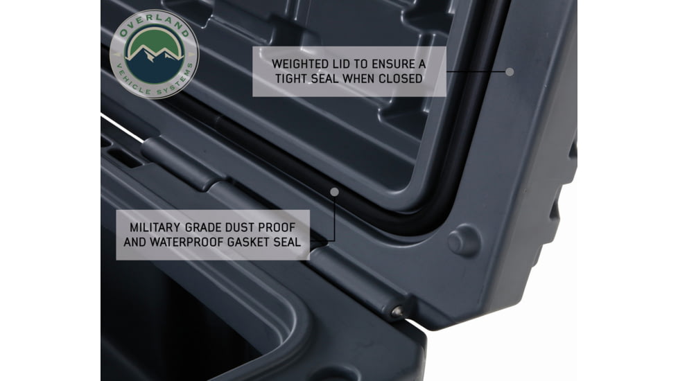 Overland Vehicle Systems D.B.S. Dry Box w/ Wheels, Drain and Bottle Opener, Dark Grey, 95 QT, 40100011