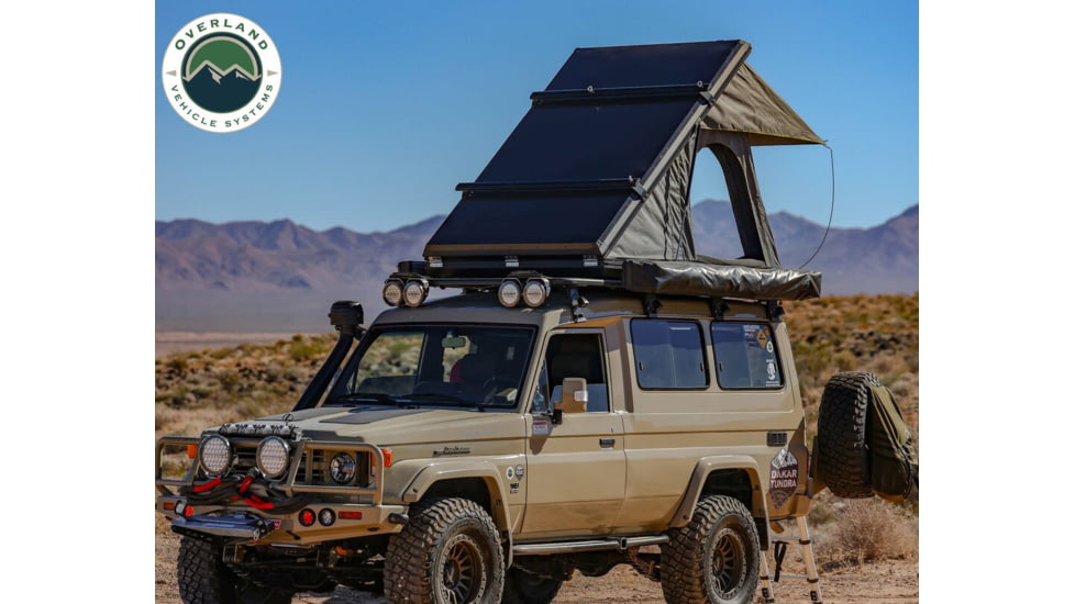 Overland Vehicle Systems Mamba 3 Clamshell Aluminum Roof Top Tent -Black Shell &amp; Grey Body, Black/Grey, 18099901