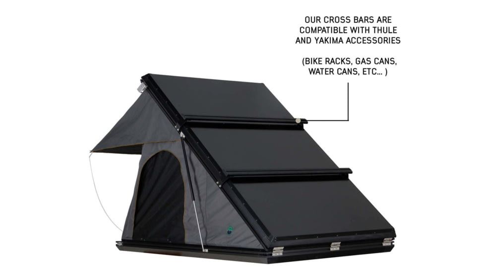 Overland Vehicle Systems Mamba 3 Clamshell Aluminum Roof Top Tent -Black Shell &amp; Grey Body, Black/Grey, 18099901