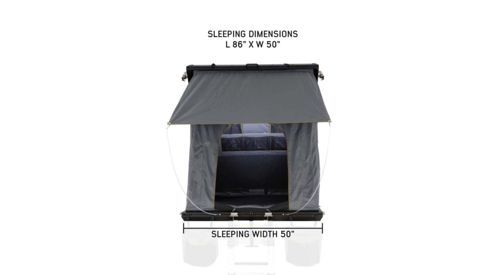 Overland Vehicle Systems Mamba 3 Clamshell Aluminum Roof Top Tent -Black Shell &amp; Grey Body, Black/Grey, 18099901