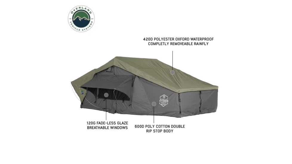 Overland Vehicle Systems N2E Nomadic 2 Extended Roof Top Tent, Gray/Green, 18329936