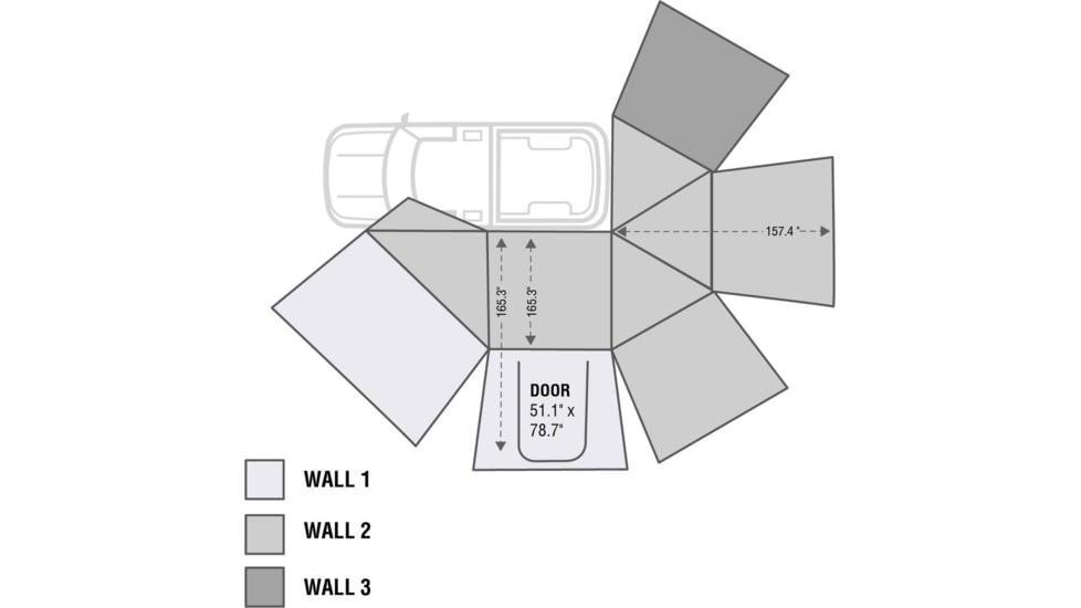 Overland Vehicle Systems Nomadic 270 Awning Wall 2 w/ Driver Side Door / Window, Dark Gray, 18109910