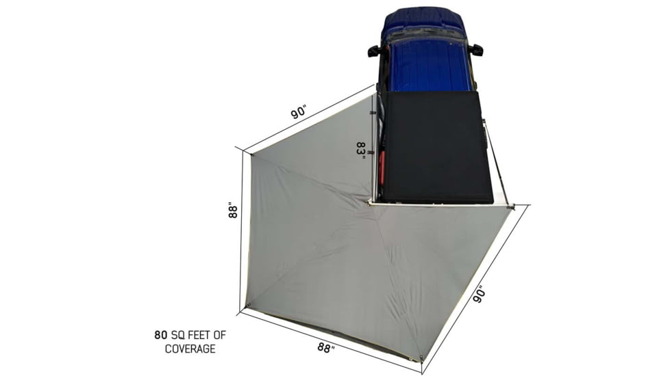 Overland Vehicle Systems Nomadic 270 LT Awning - Driver Side - Dark Gray Cover With Black Cover Universal, 19559907