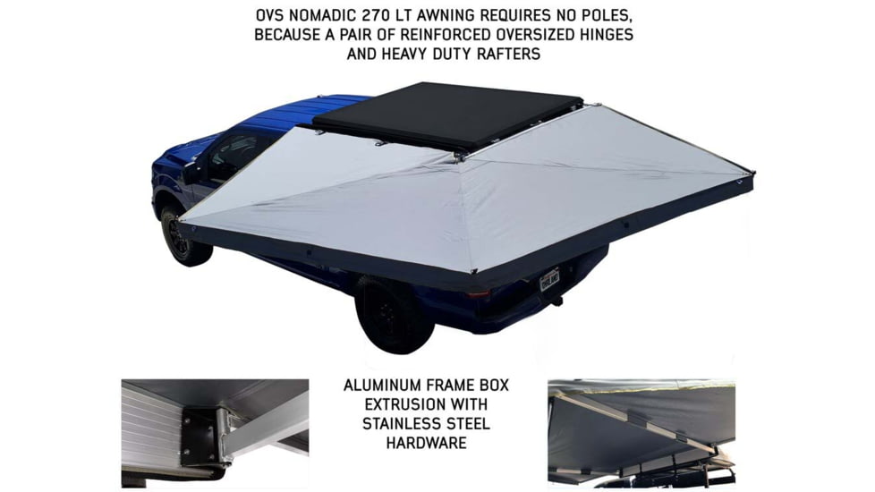 Overland Vehicle Systems Nomadic 270 LT Awning - Driver Side - Dark Gray Cover With Black Cover Universal, 19559907