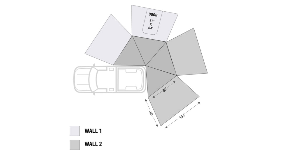 Overland Vehicle Systems Nomadic 270 LT Awning Wall 1 Passenger Side, Grey, 18229909