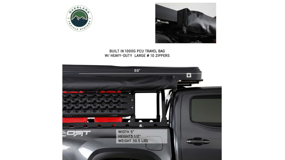 Overland Vehicle Systems Nomadic 270 LTE Passenger Side Awning w/Bracket Kit, 19689909