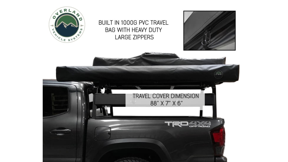 Overland Vehicle Systems Nomadic Awning Tent 180 Degree 88 SF of Shelter With Zip In Wall, Dark Gray, 19619907