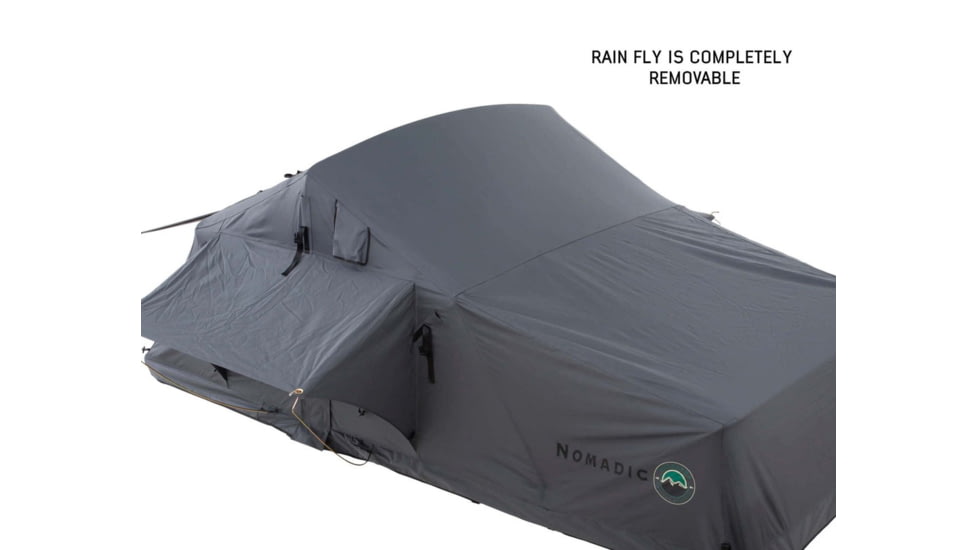 Overland Vehicle Systems Nomadic Extended Roof Top Tent w/ Green Rain Fly and Black Cover - 3+ Person, 4 Season, Dark Gray/Green, 18139936