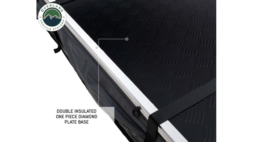 Overland Vehicle Systems Nomadic Extended Roof Top Tent w/ Green Rain Fly and Black Cover - 3+ Person, 4 Season, Dark Gray/Green, 18139936