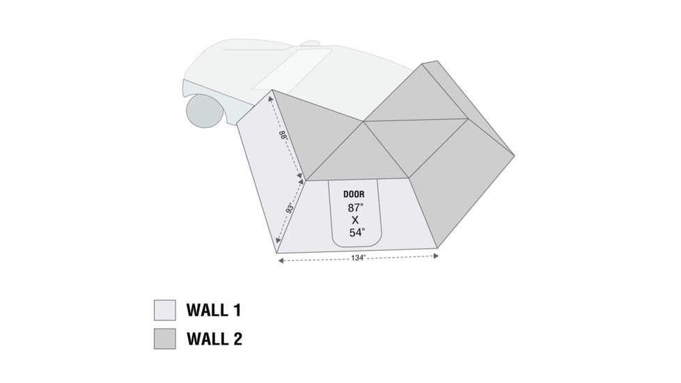 Overland Vehicle Systems Nomadic LT 270 Awning &amp; Wall 1, 2, &amp; Mounting Brackets - Driverside, Grey/Green, 19579907