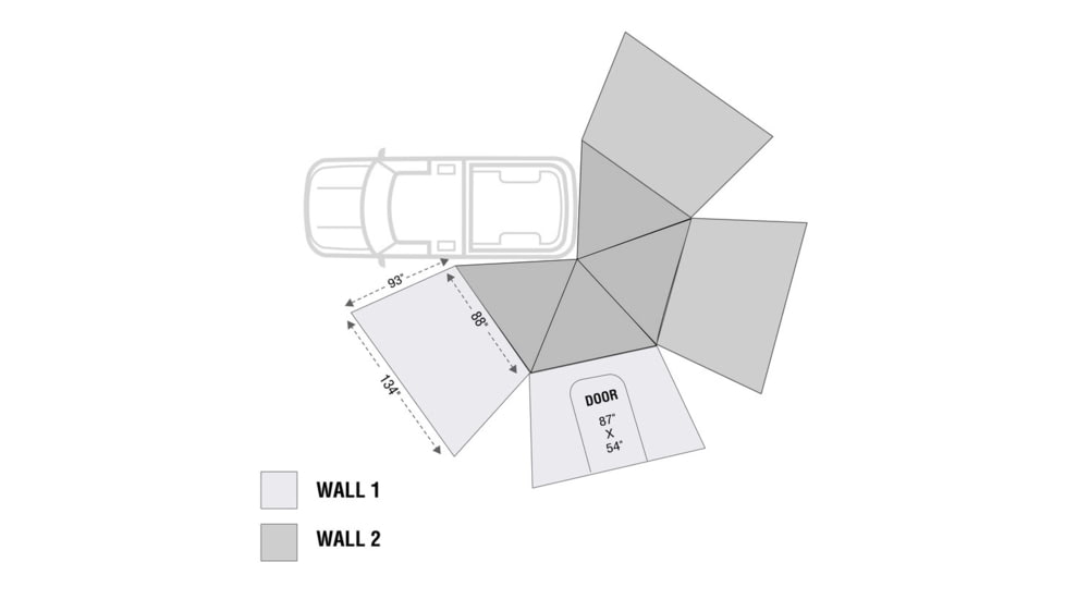 Overland Vehicle Systems Nomadic LT 270 Awning &amp; Wall 1, 2, &amp; Mounting Brackets - Driverside, Grey/Green, 19579907