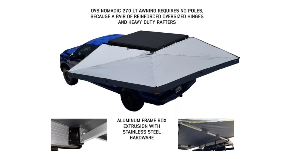 Overland Vehicle Systems Nomadic LT 270 Awning &amp; Wall 1, 2, &amp; Mounting Brackets - Driverside, Grey/Green, 19579907