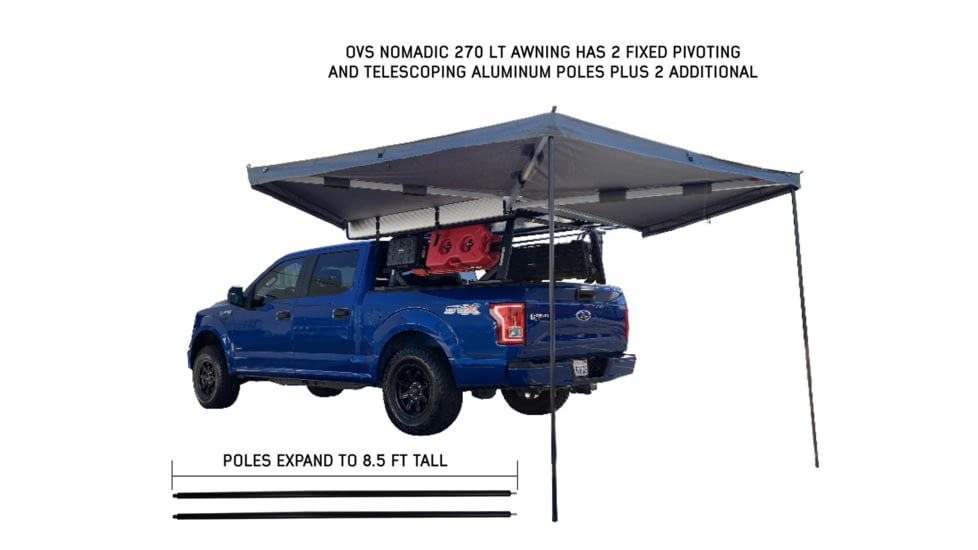 Overland Vehicle Systems Nomadic LT 270 Awning &amp; Wall 1, 2, &amp; Mounting Brackets - Driverside, Grey/Green, 19579907