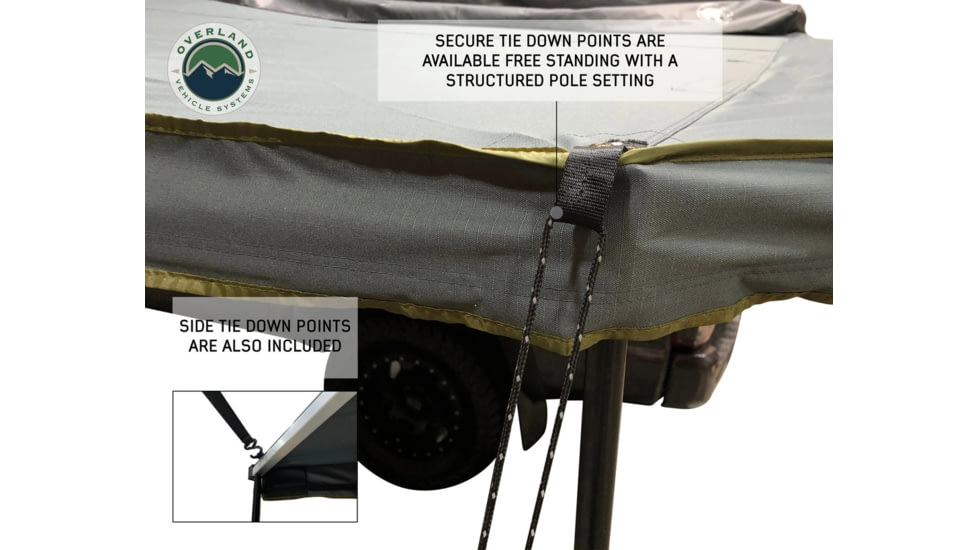 Overland Vehicle Systems Nomadic LT 270 Awning &amp; Wall 1, 2, &amp; Mounting Brackets - Driverside, Grey/Green, 19579907