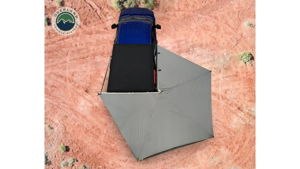 Overland Vehicle Systems Nomadic LT 270 Awning &amp; Wall 1, 2, &amp; Mounting Brackets - Passenger Side, Grey/Green, 19589907