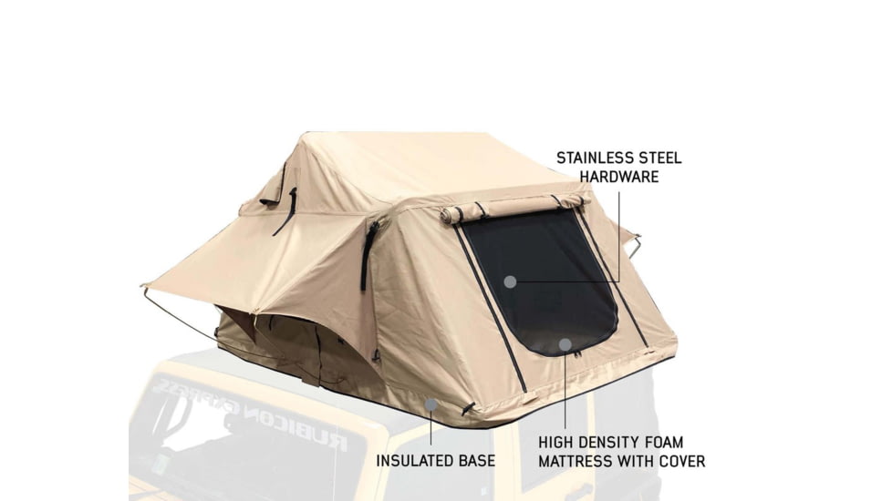 Overland Vehicle Systems TMBK Roof Top Tent w/ Rain Fly - 3+ Persons, 4 Season, Tan/Green, 18119933