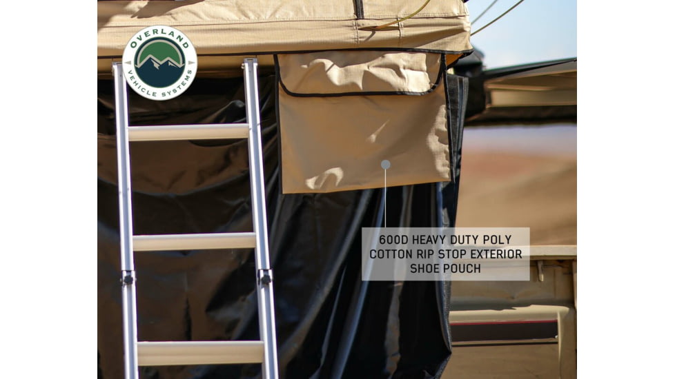 Overland Vehicle Systems TMBK Roof Top Tent w/ Rain Fly - 3+ Persons, 4 Season, Tan/Green, 18119933