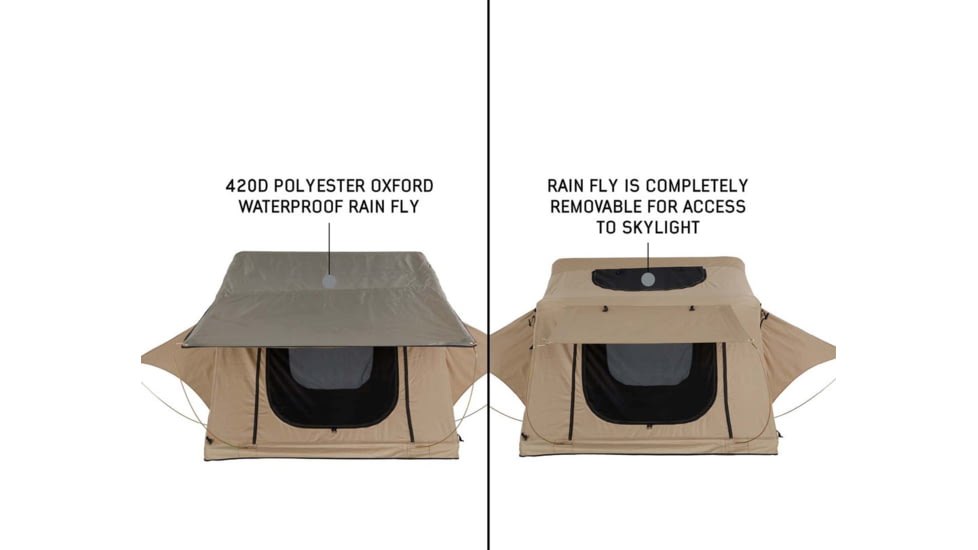Overland Vehicle Systems TMBK Roof Top Tent w/ Rain Fly - 3+ Persons, 4 Season, Tan/Green, 18119933