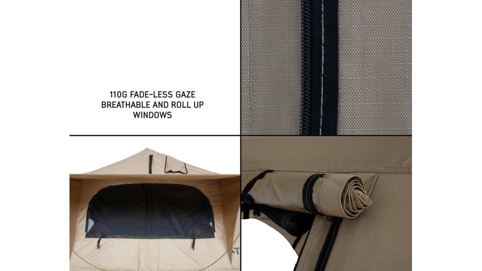 Overland Vehicle Systems TMBK Roof Top Tent w/ Rain Fly - 3+ Persons, 4 Season, Tan/Green, 18119933