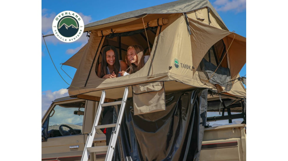 Overland Vehicle Systems TMBK Roof Top Tent w/ Rain Fly - 3+ Persons, 4 Season, Tan/Green, 18119933