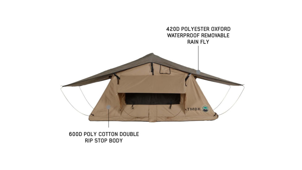 Overland Vehicle Systems TMBK Roof Top Tent w/ Rain Fly - 3+ Persons, 4 Season, Tan/Green, 18119933