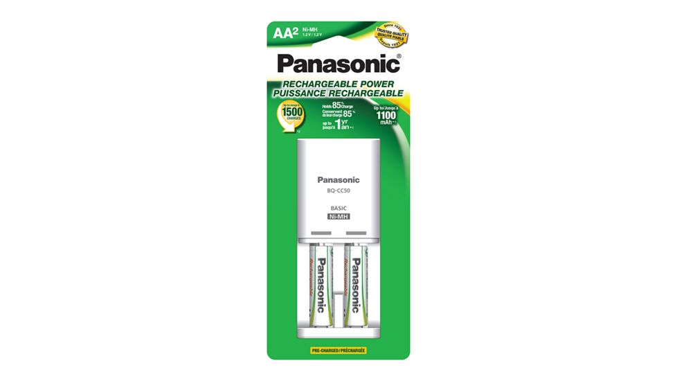 Panasonic Economy CC50 Charger w/2-AA 1100, White KKJ50LG2BA