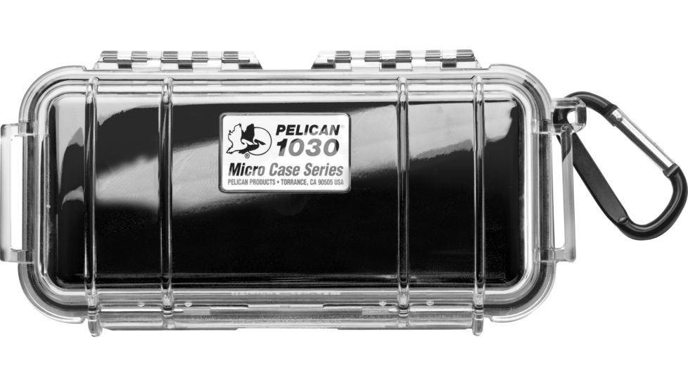 Pelican 1030 Micro Watertight Dry Box, 7.50x3.87x2.43in, Clear, Black Liner w/Loop, 1030-025-100