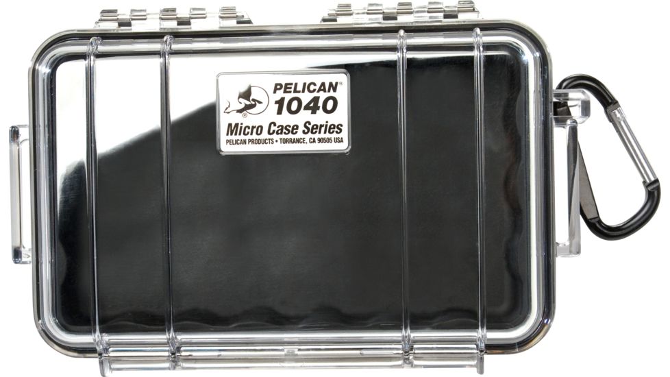 Pelican 1040 Micro Watertight Crushproof Dry Box, 7.50x5.06x2.12in, Clear w/ Black Liner, 1040-025-100
