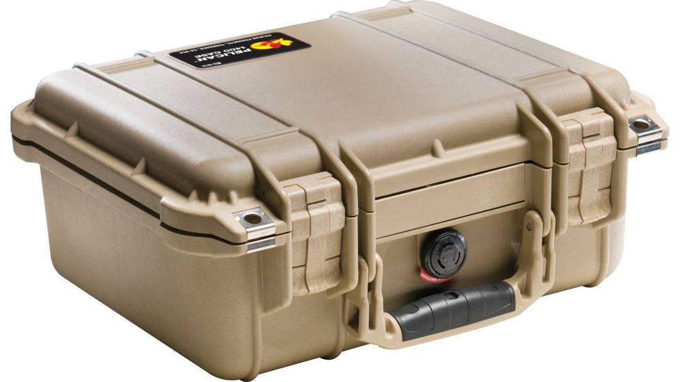 Pelican 1400 Small 13x11x6in Protector Waterproof Carry Case, Desert Tan, No Foam