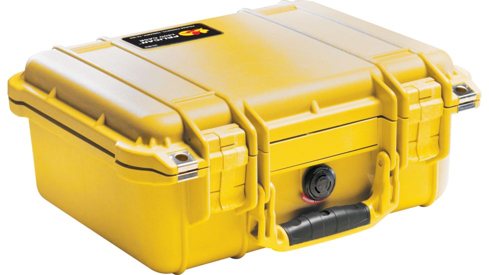 Pelican 1400 Small 13x11x6in Protector Waterproof Carry Case, Yellow, No Foam