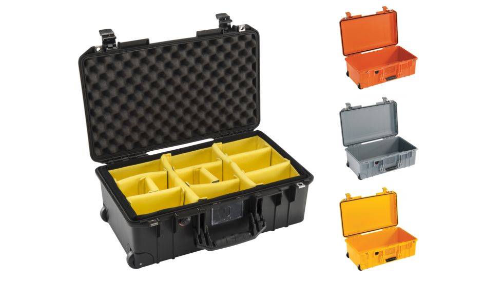 Pelican 1535 Air Protector Case, Black, Orange, Silver, Yellow
