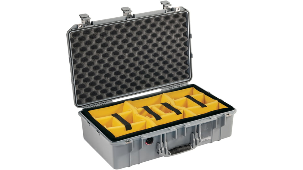 Pelican 1555 Air Protector Case, with Divider, Silver, 015550-0040-180