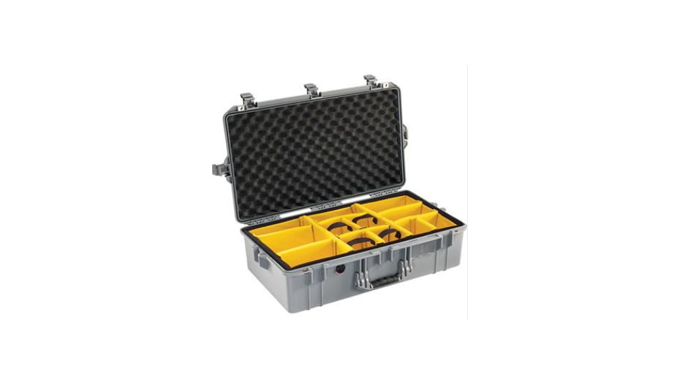 Pelican 1605 Air Protector Case, with Divider, Silver, 016050-0040-180