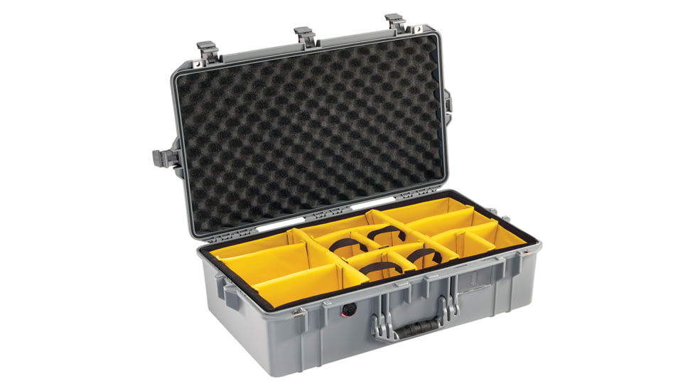 Pelican 1605 Air Protector Case, with Divider, Silver, 016050-0040-180