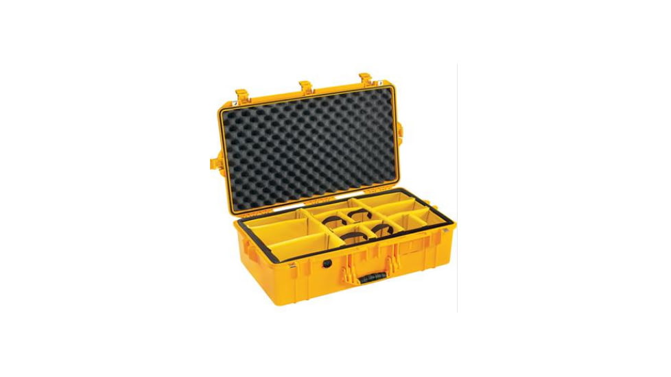 Pelican 1605 Air Protector Case, with Divider, Yellow, 016050-0040-240