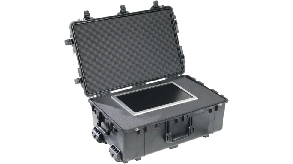 Pelican 1650 Large Crushproof Wheeled Dry Case, 30.75x20.5x11.6in, Black, w/Foam, 1650-020-110