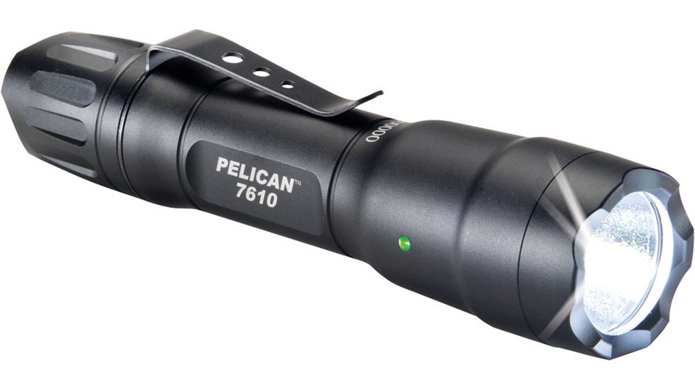 Pelican 7610 Tactical Flashlight, 1 AA/2 CR123, Black, 5.44 in, 7610