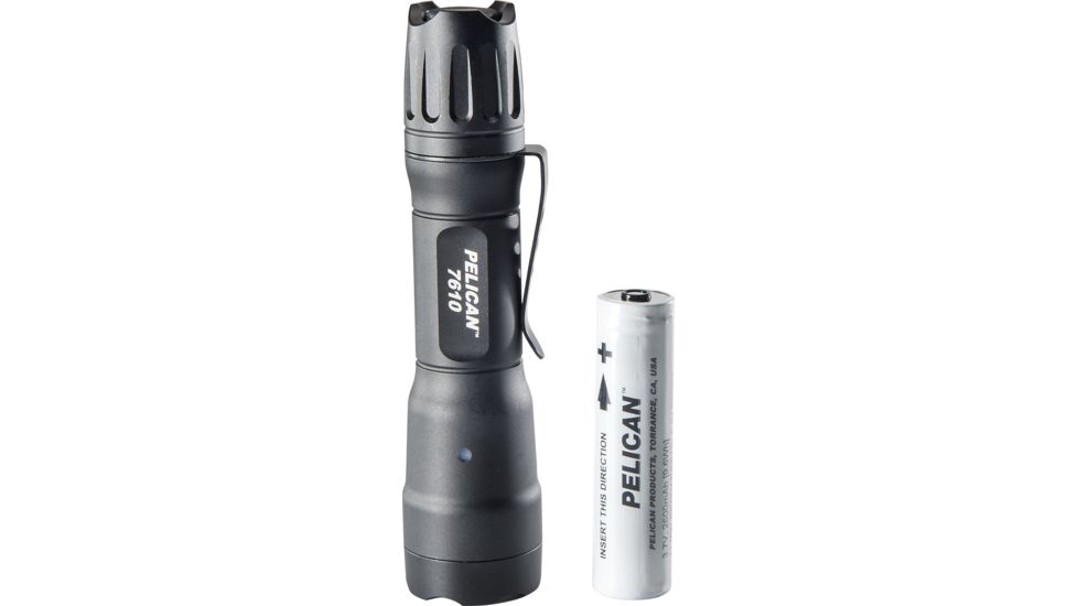 Pelican 7610 Tactical Flashlight, 1 AA/2 CR123, Black, 5.44 in, 7610