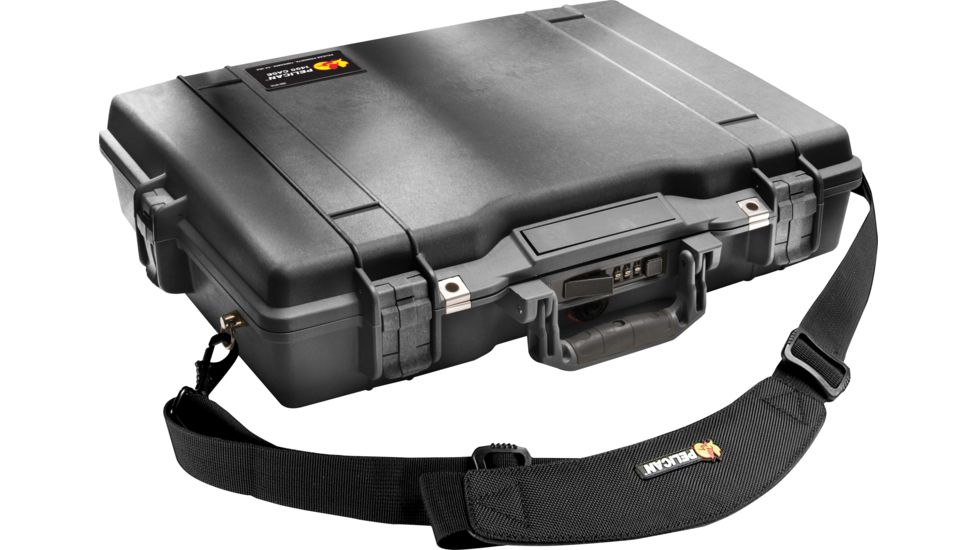 Pelican Laptop Watertight Case w/ Lid Organizer, Tray &amp; Strap - Black 1495-003-110