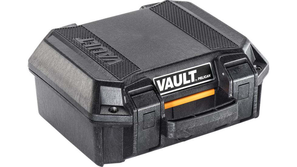 Pelican VAULT V100 Case, Small Pistol, 11x8x4.5 inch Internal Dimension, 12.28x12.03x5.16 inch External Dimension, Black, VCV100-0000-BLK