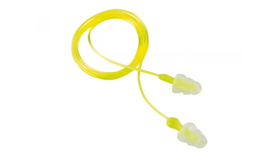 PELTOR Sport Tri-Flange Corded Reusable Earplugs Neon Yellow 3 pair/pk, 97317-7DC