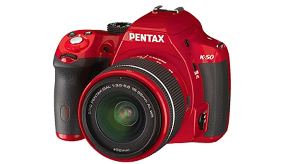 Pentax K-50  DSLR Camera with 18-55mm f-3.5-5.6 and 50-200mm f-4-5.6 Lenses, Red 10997