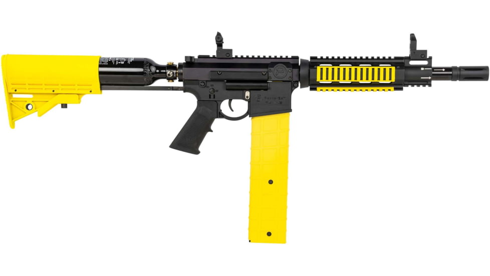 PepperBall VKS Carbine Pepperball Launcher, Semi-Auto Black Rec with Yellow Furniture, 150 ft Range, 743030002