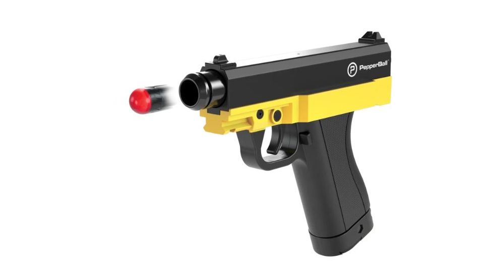 PepperBall TCP Launcher Consumer Kit, Tactical Compact Pistol Launcher, Two 6-Round Magazines, Hardcase, Yellow/Black, 769-03-0212