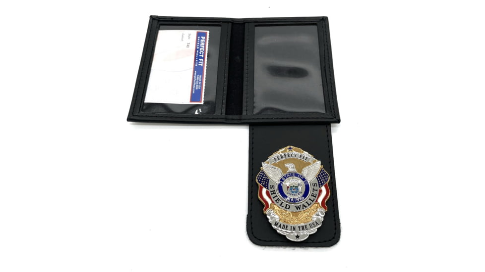 Dress Leather Double ID Case w/ Badge Flap - 2.75''x4.25''