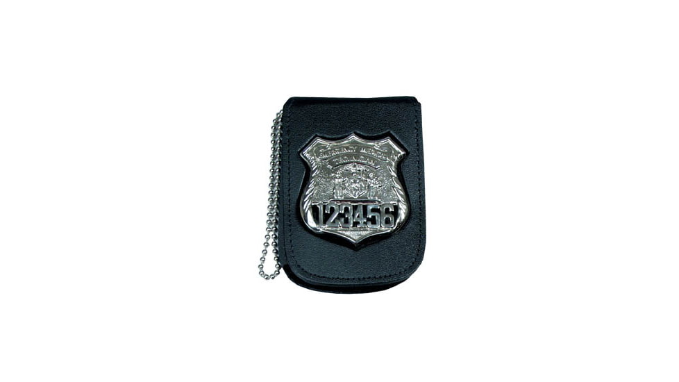 Recessed Badge &amp; ID Neck Holder w/ Pocket &amp; Chain - 2.75''x3.63''