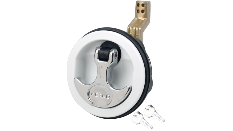 Perko Surface Mount &amp; Latch - White Body, Chrome Handle, Offset Cam Bar, 3/4" - 2-3/8" 55838