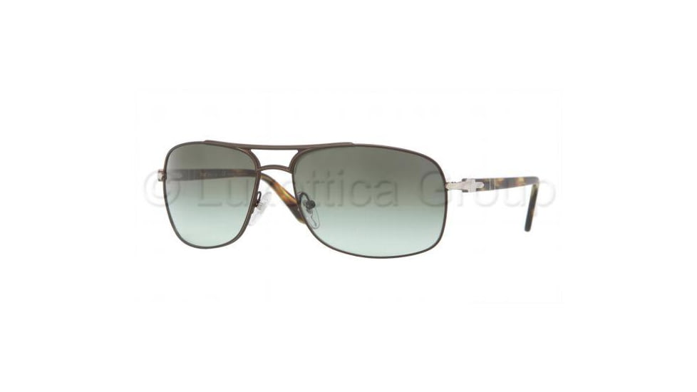 Persol PO2407S Sunglasses 101883-6200 - Matte Brown Frame, Crystal Polarized Green Gradient Photo Lenses
