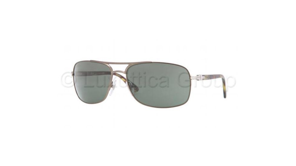 Persol PO2407S Sunglasses 104831-6216 - Matte Brown Frame, Green Lenses
