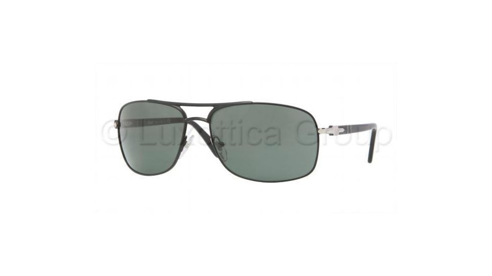 Persol PO2407S Sunglasses 968/31-6200 - Matte Black Frame, Crystal Green Lenses